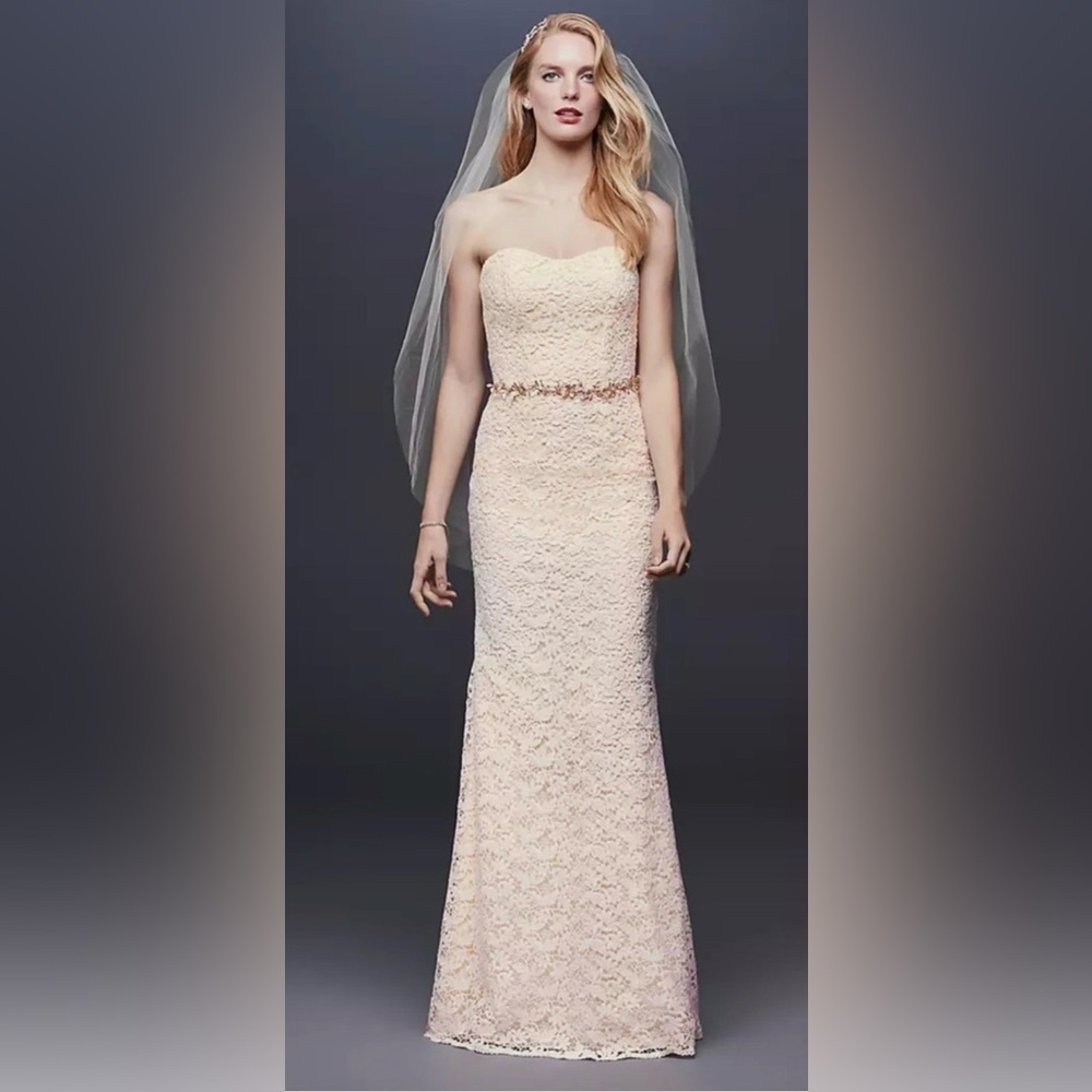 GALINA Strapless Lace Sheath Bridal Gown – Size 10 NWT